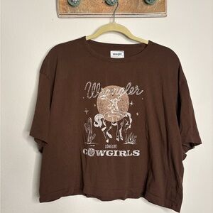 Wrangler Brown Tee with Yellow Rose Collaboration
